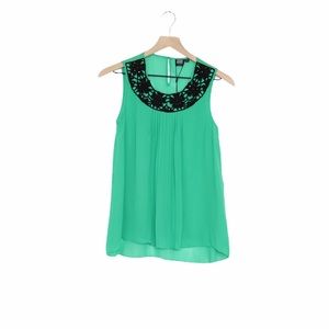 Vero Moda Green Bread Embroidered Sleeveless Top S